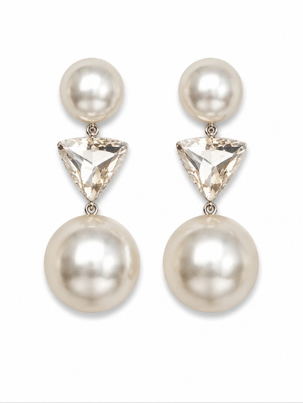 3/$30 CATO Chunky Pearl and Crystal Statement Drop Earrings